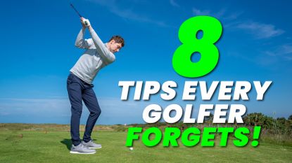 8 Tips That Every Golfer Forgets In Big Letters Next To A Golfer Playing An Iron Shot