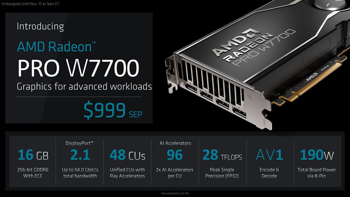 AMD Radeon Pro W7700 Slide Deck
