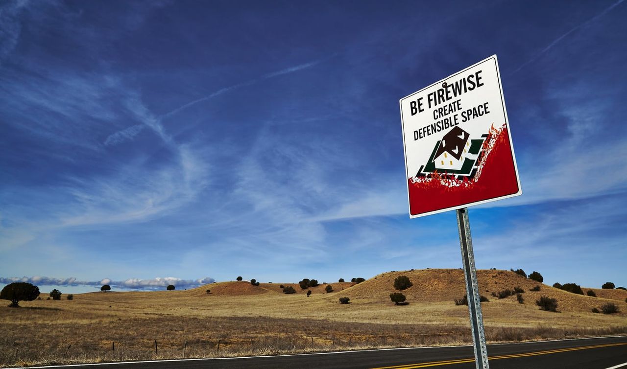 Firescaping Area With Fire Warning Sign