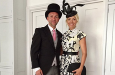 holly and dan looks beautiful in white dress and black suit