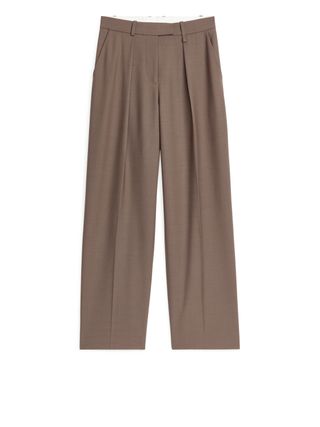 Wool Blend Twill Trousers - Brown - Arket Gb