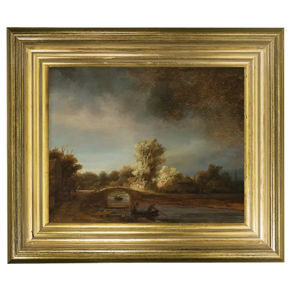 Brookpace Lascelles Rijksmuseum, Rembrandt Van Rijn &#039;the Stone Bridge&#039; Framed Canvas Print, 29 X 34cm