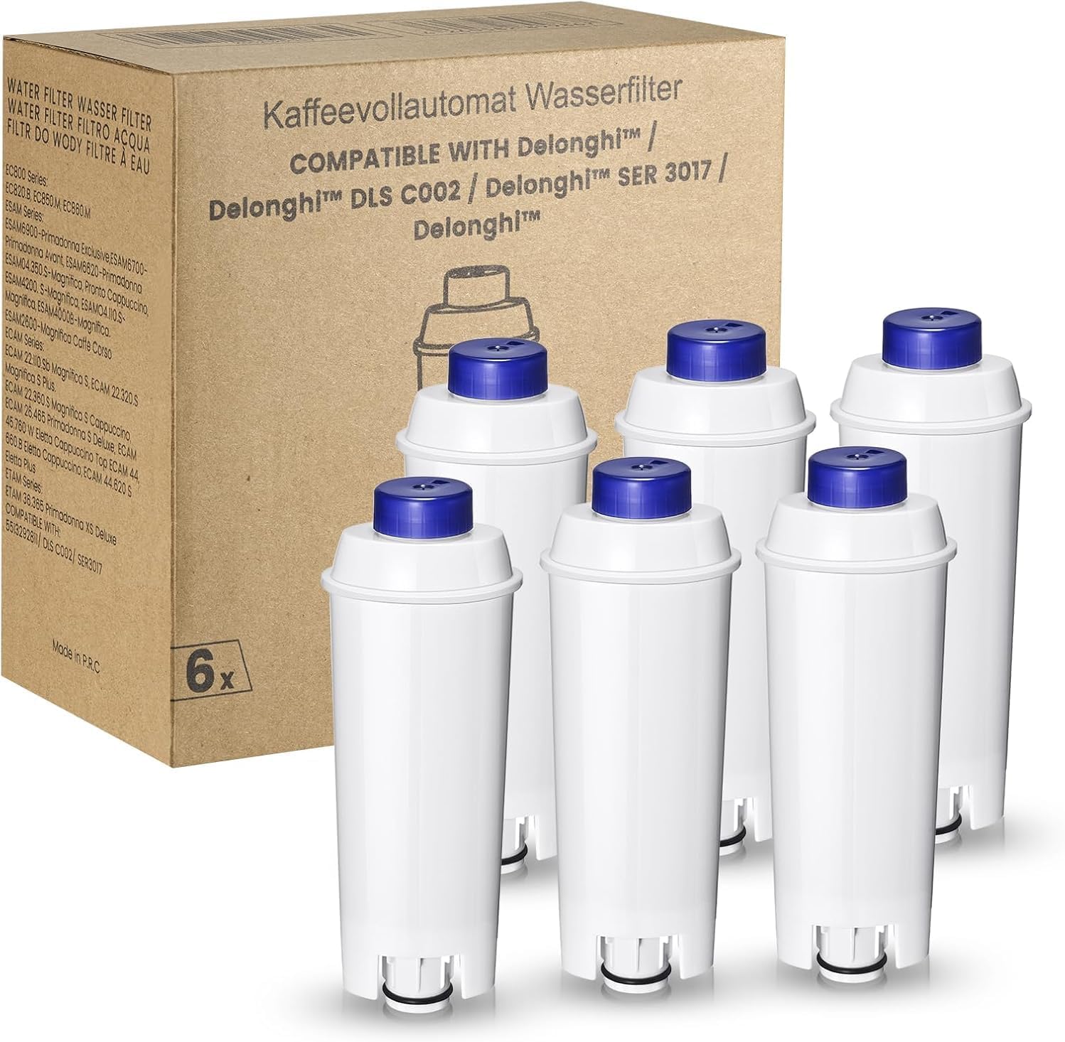 Mutital 6 Pcs Delonghi Coffee Machine Water Filters for Delonghi, Replacement for Delonghi Ecam Series, Dinamica, Cappuccino System, Magnifica, Etam Autentica and Various Models From Esam (6)