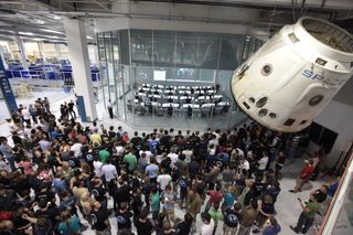 SpaceX Employees Watch Dragon Launch