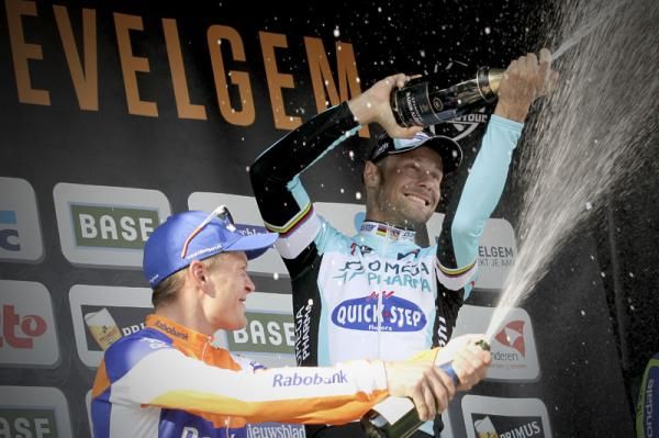 The riders on the podium at Gent-Wevelgem