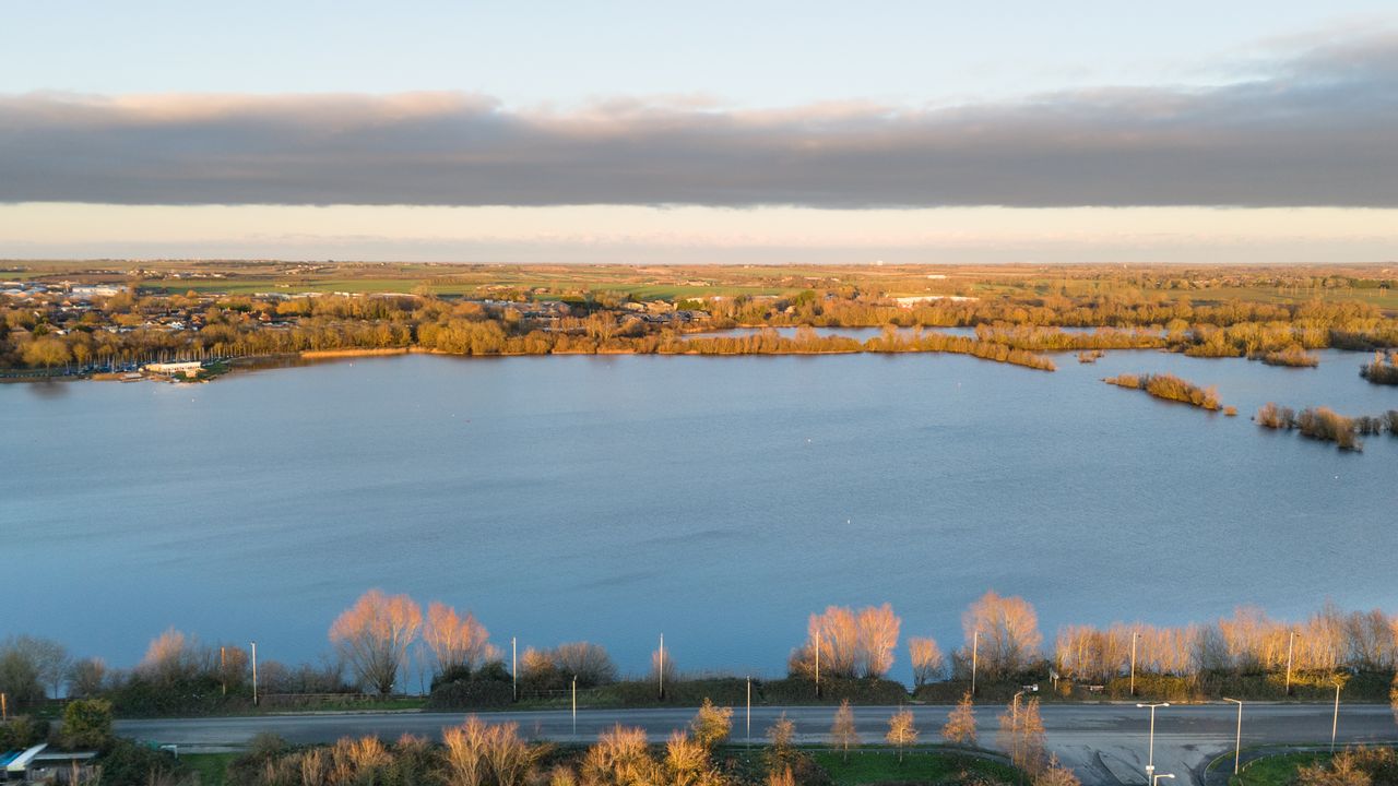 Photo of a lake at sunset taken with the DJI Flip