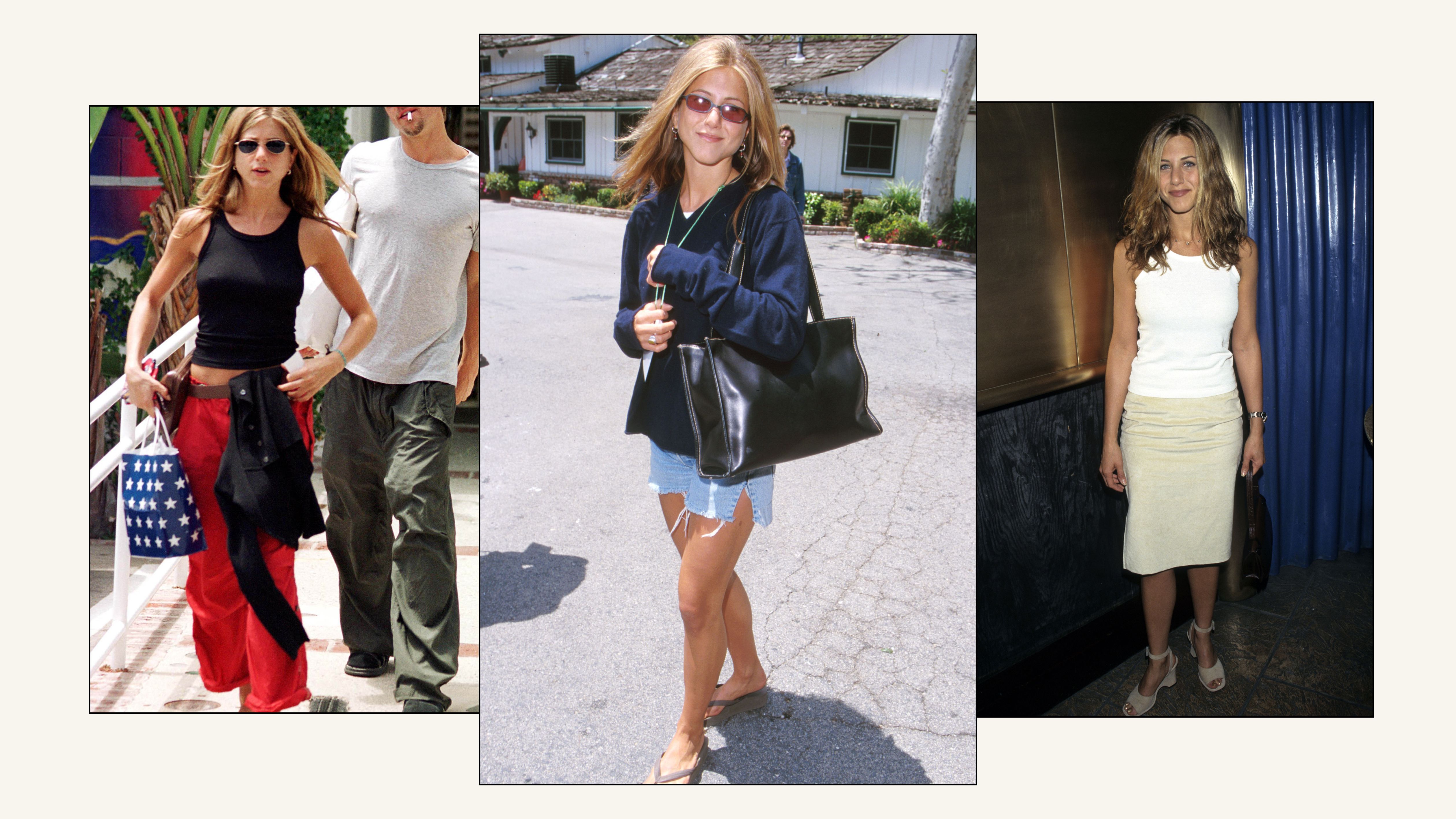 A selection of Jennifer Aniston outfits from the 1990s