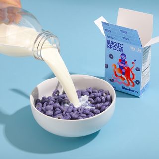 Milk with blueberry for breakfast