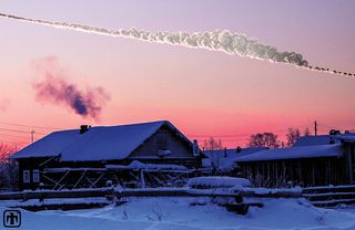 This Chelyabinsk sky rendering is a reconstruction of the asteroid that exploded over Chelyabinsk, Russia on Feb. 15, 2013. Scientific study of the airburst has provided information about the origin, trajectory and power of the explosion. This simulation of the Chelyabinsk meteor explosion by Mark Boslough was rendered by Brad Carvey using the CTH code on Sandia National Laboratories’ Red Sky supercomputer. Andrea Carvey composited the wireframe tail.