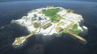Minecraft seeds - a desert temple and village on an island