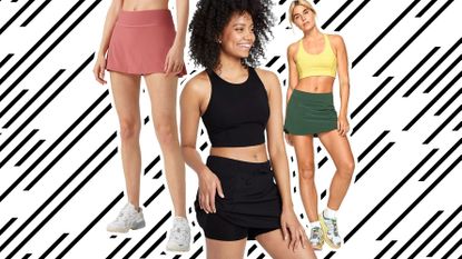 Workout Skort  Athletic Stretch Tulip Design Workout Skort