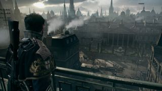 The Order: 1886 screenshot of Greyson looking out over Victorian London