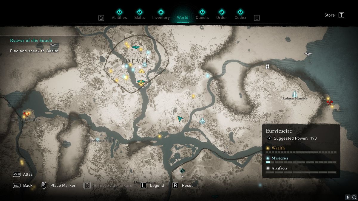 AC valhalla Eurvicscire treasure hoard map location