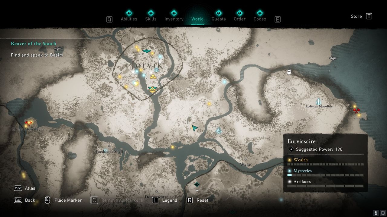 AC valhalla Eurvicscire treasure hoard map location