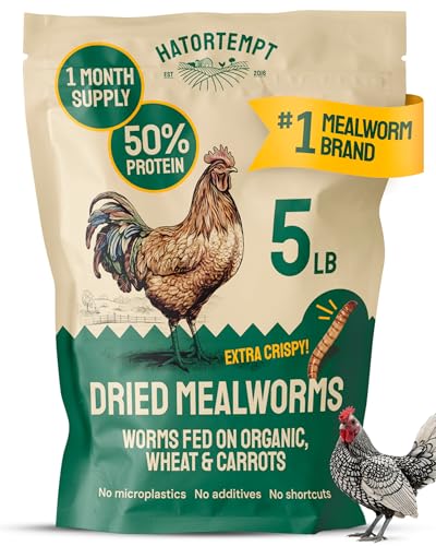 Hatortempt Bulk Dried Mealworms - 5 Lb Bag - Dried Mealworms for Chickens, Ducks &amp;amp; Wild Birds - High-Protein Chicken Feed &amp;amp; Bird Food