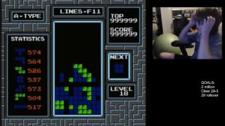 Blue Scuti reaches the Tetris NES killscreen