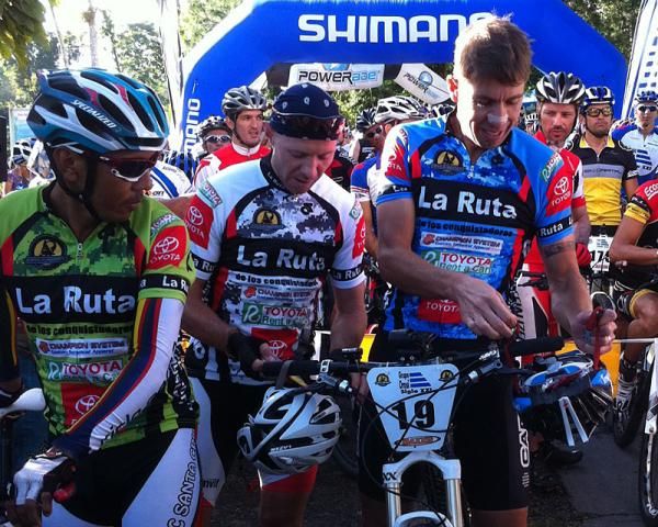 The category leaders lined up before the start