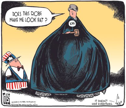 Political cartoon U.S. Brett Kavanaugh Supreme Court robe GOP
