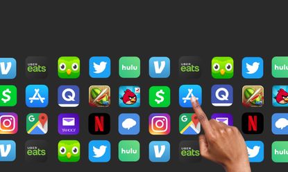 Person chooses one of a few apps