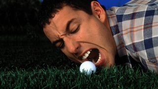 Adam Sandler shouting at a golf ball in Happy Gilmore
