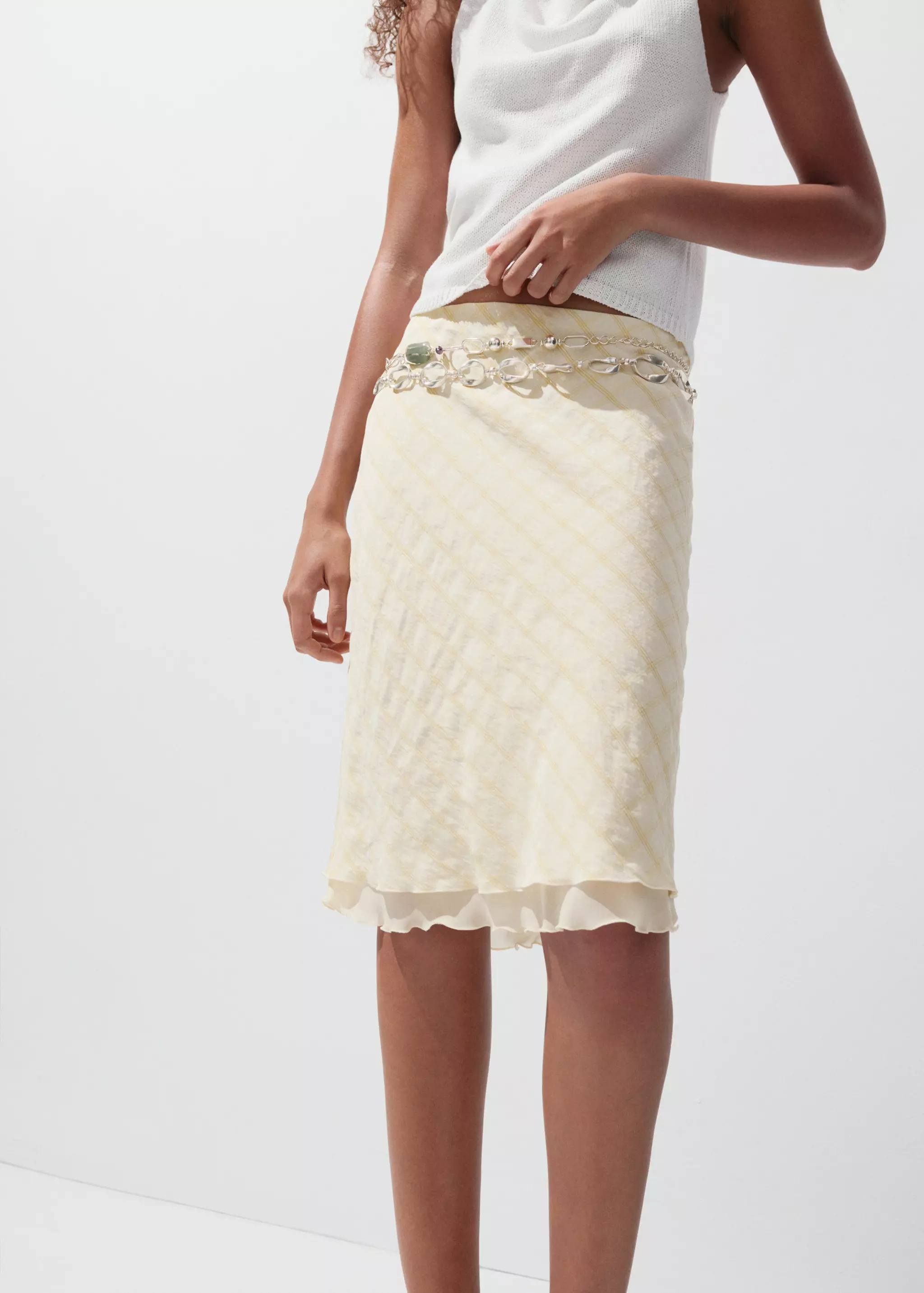 Checked Layered Midi Skirt - Women | Mango United Kingdom