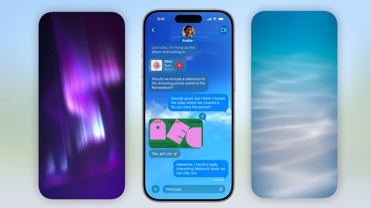 Examples of new background options for Apple Messages