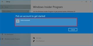 Select Microsoft account Insider preview