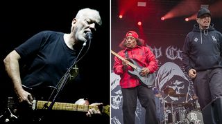 David Gilmour, and Ernie C and Ice-T of Body Count, performing live