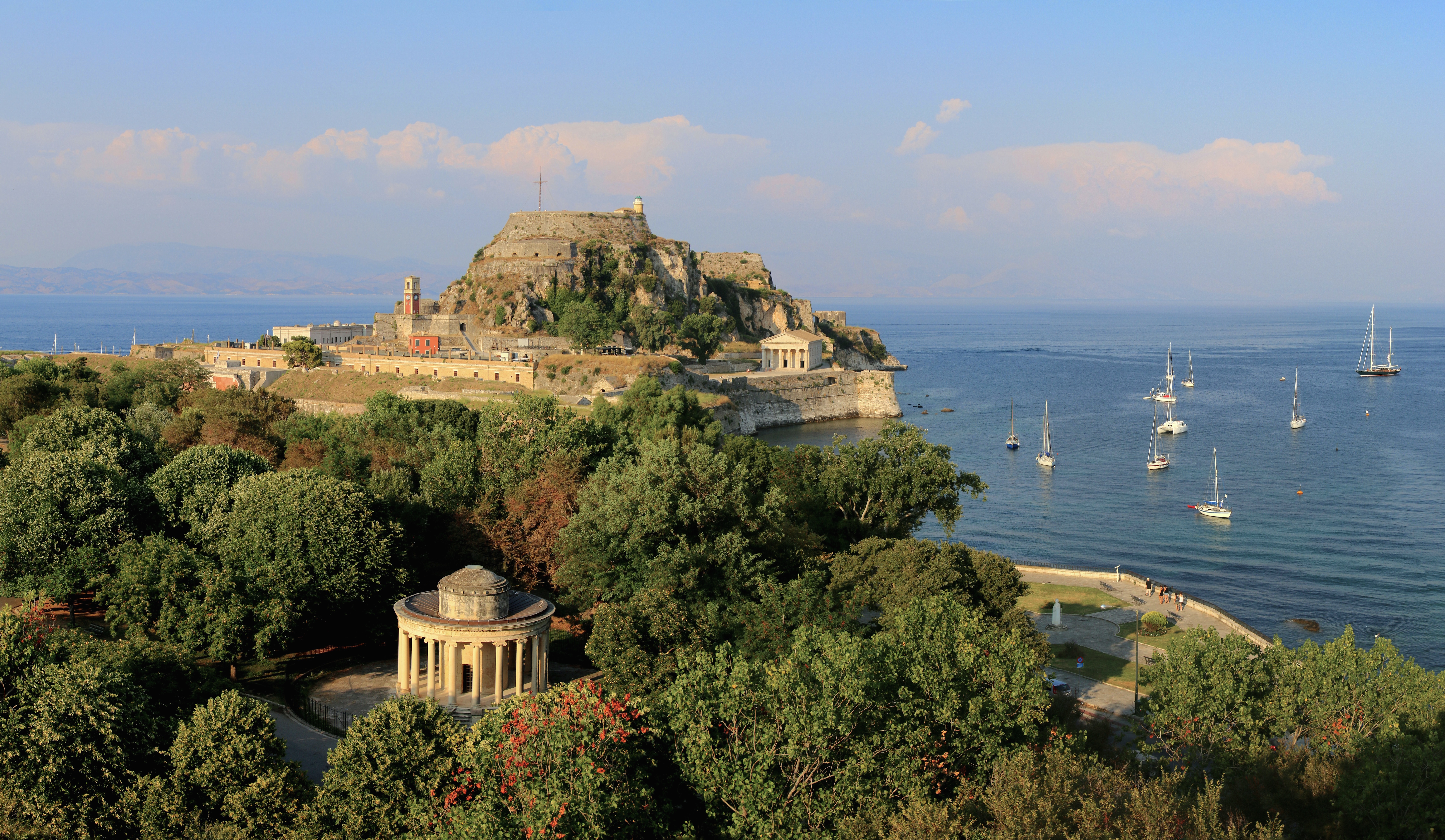 View on the Maitland Rotunda and the old fortress, Corfu