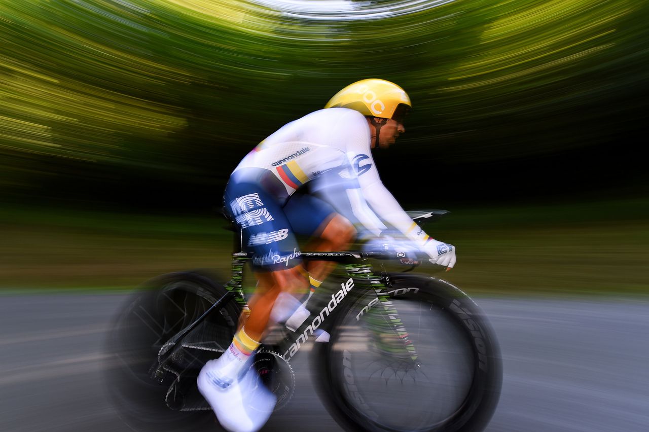 Daniel Martinez in the Vuelta a Espana stage 10 time trial in Pau