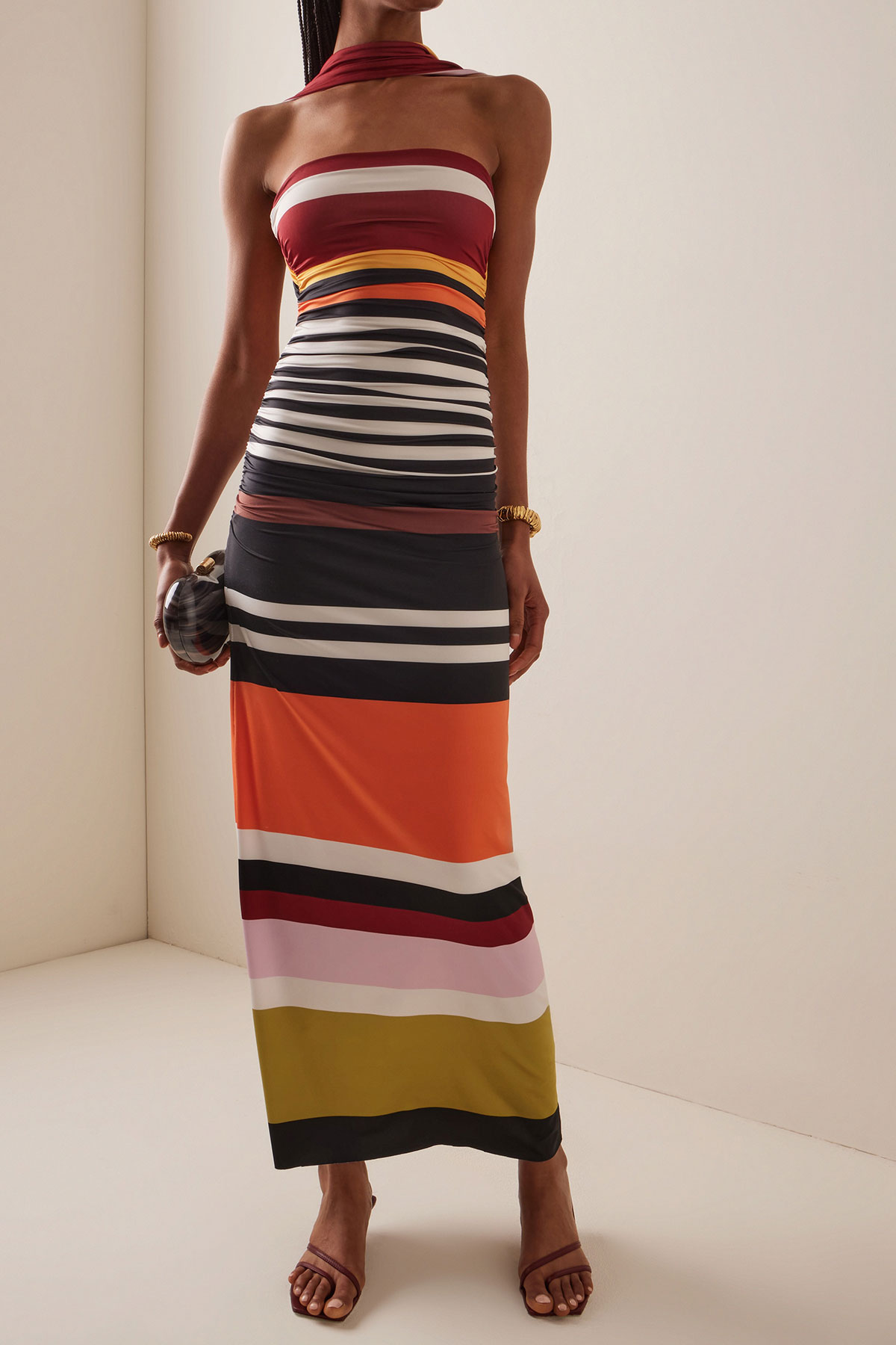 Ornella Ruched Jersey Maxi Dress