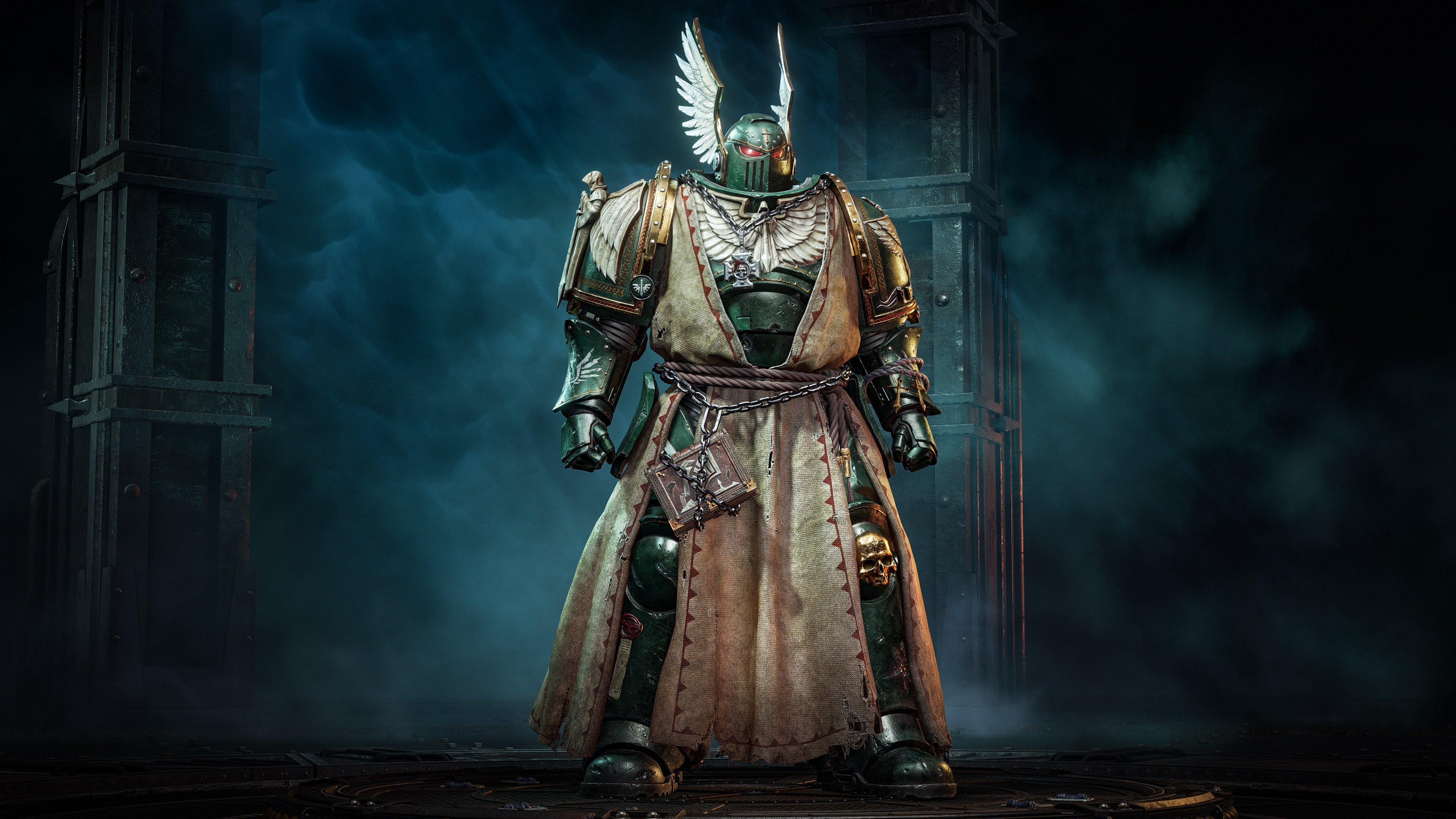 A Dark Angel space marine of the Bulwark class in Warhammer 40,000: Space Marine 2.