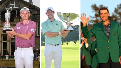 Cameron Smith, Rory McIlroy and Scottie Scheffler pictured in a montage