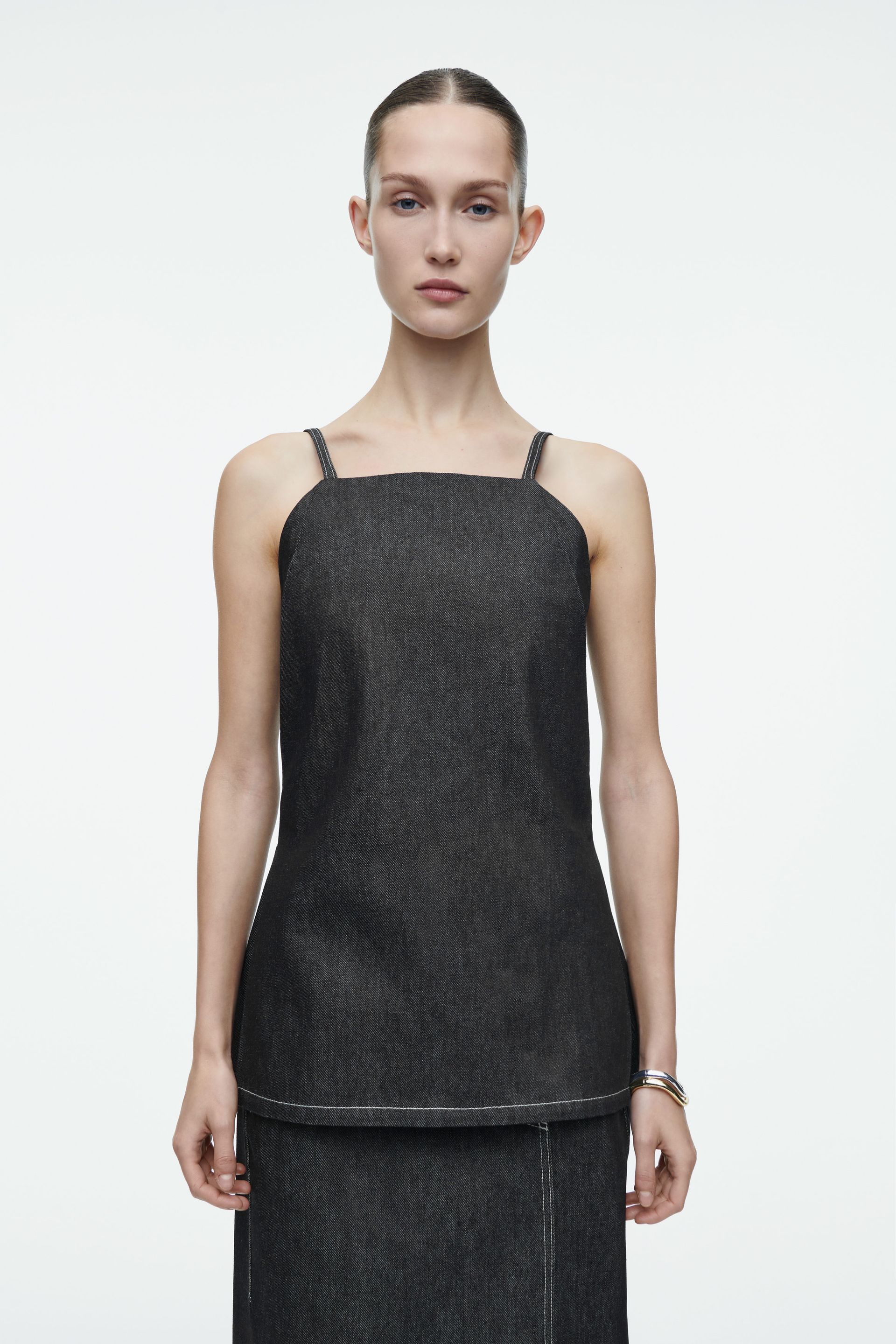 Sleeveless Raw Denim Top