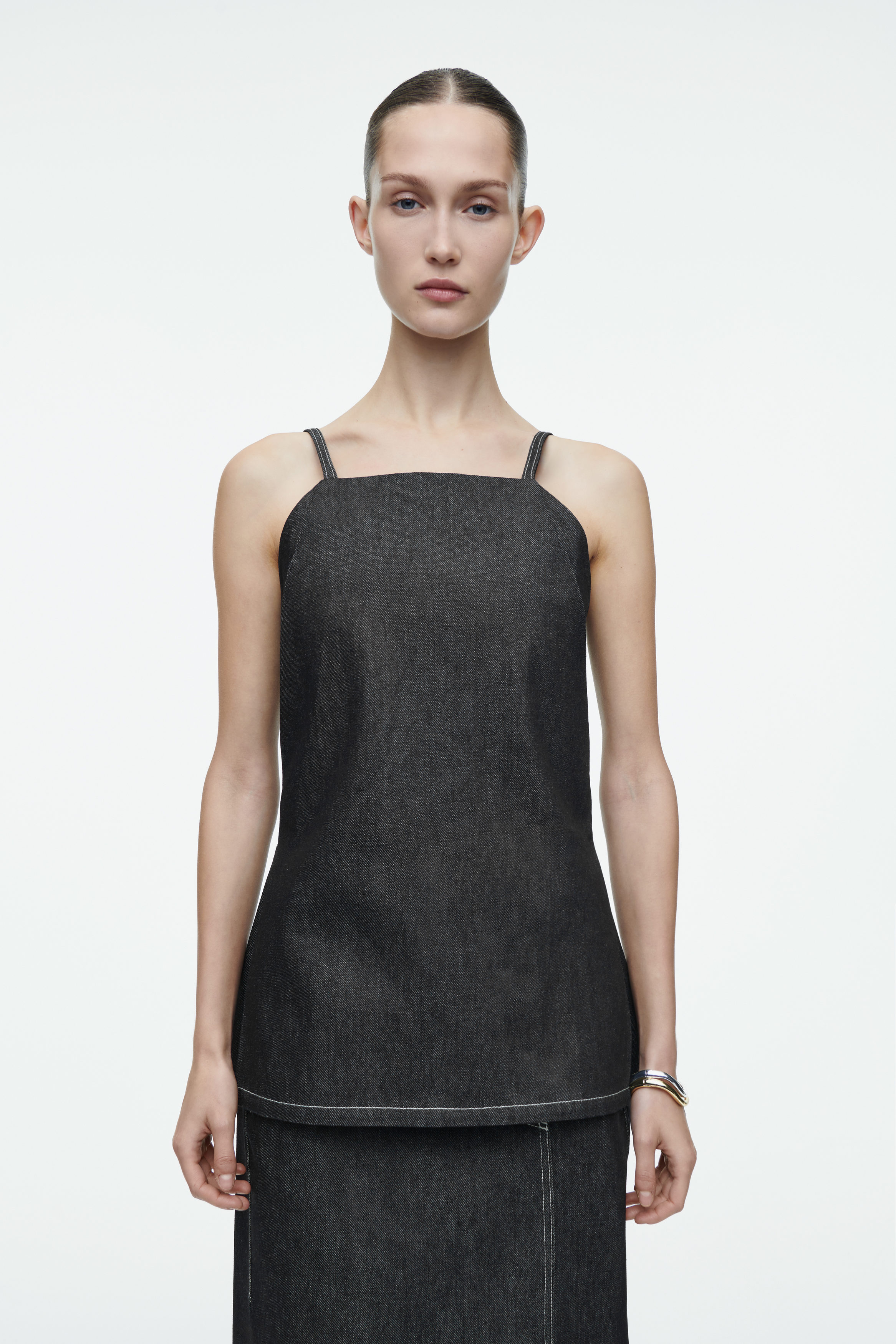 Sleeveless Raw Denim Top