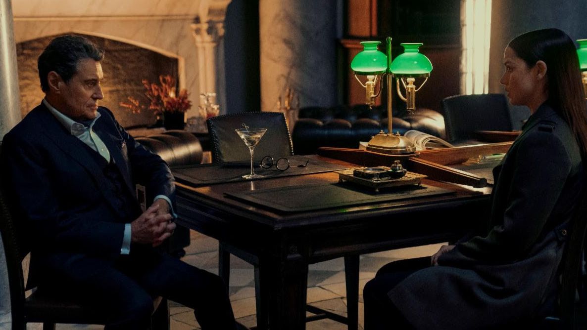Ian McShane and Ana de Armas in Ballerina