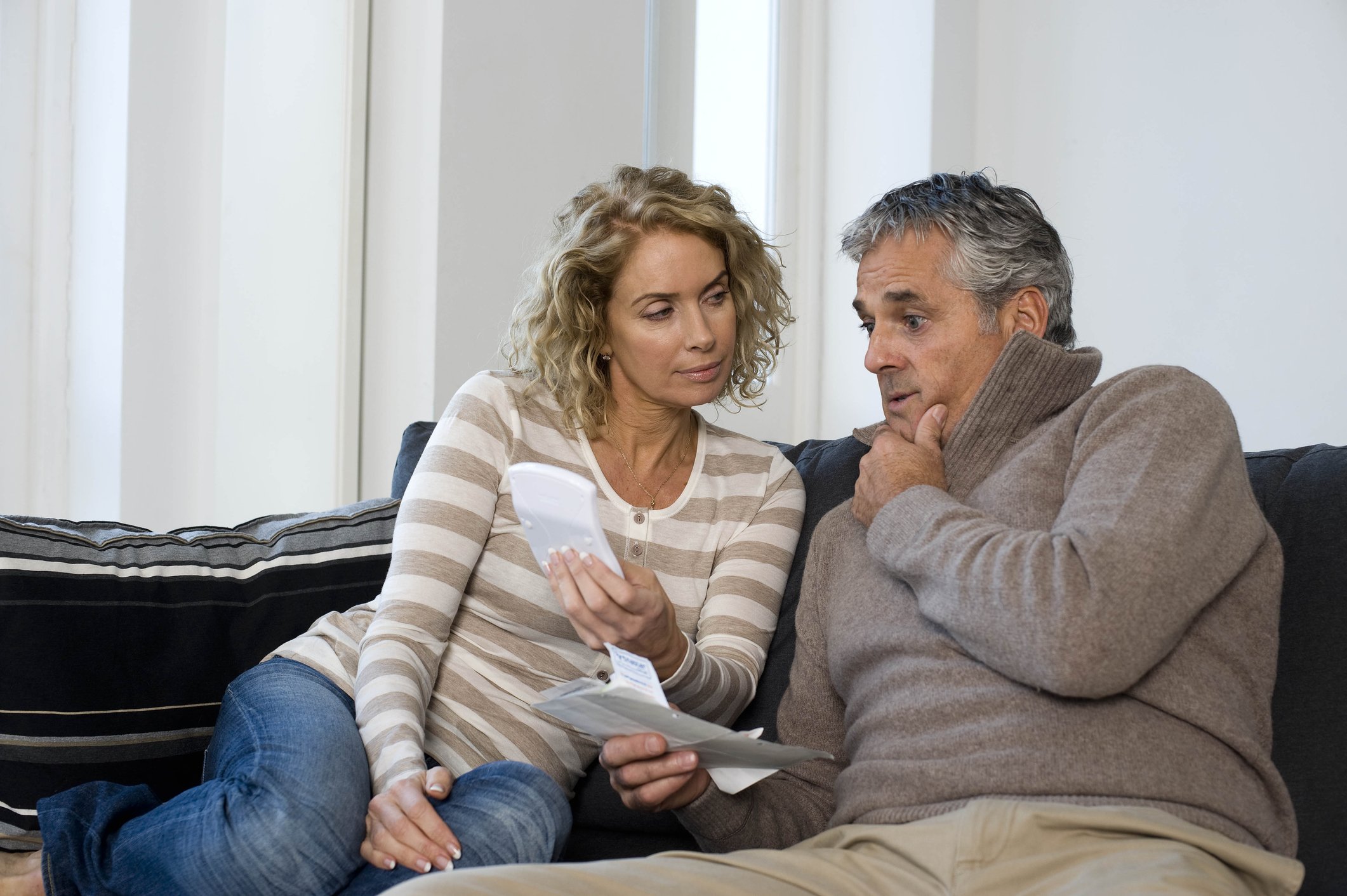 Couple looking at their budget
