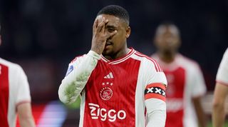 Steven Bergwijn celebrates after scoring for Ajax against Heerenveen in November 2023.