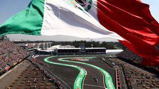 Mexican flag flying over the Autodromo Hermanos Rodriguez ahead of the Mexican Grand Prix F1 race