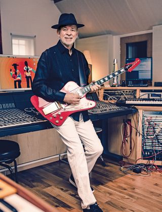 Phil Manzanera in the studio with his 1964 Gibson Firebird.