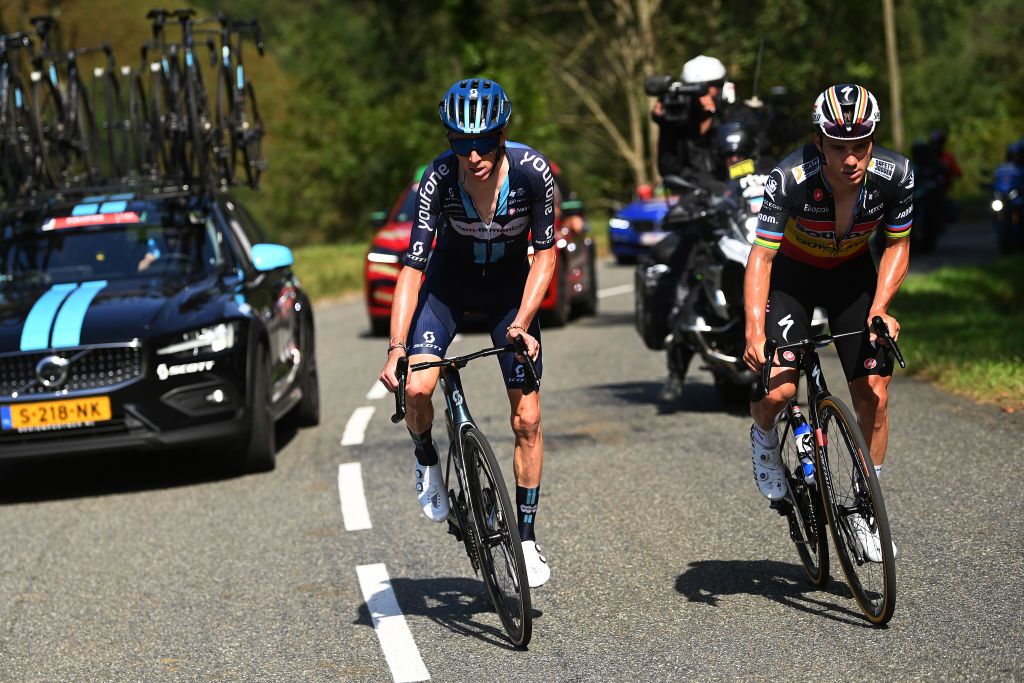 Romain Bardet and Remco Evenepoel in the breakaway on stage 14 at the Vuelta a Espana