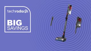 The Shark Cordless Vertex Pro on a purple background with text saying Big Savings.