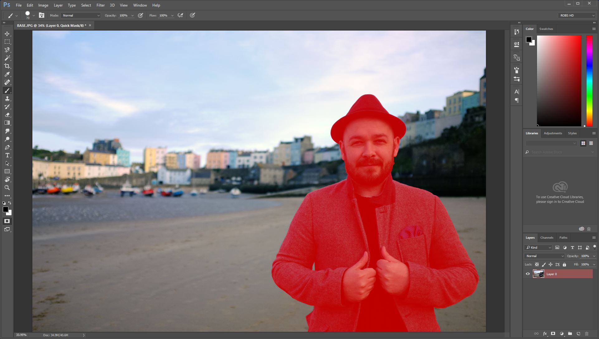 Photo of man in harbour with man masked off