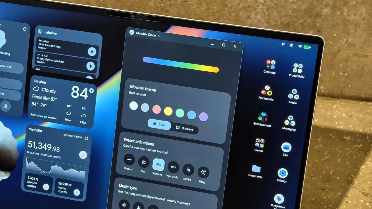 Googlebook Glowbar hidden menu
