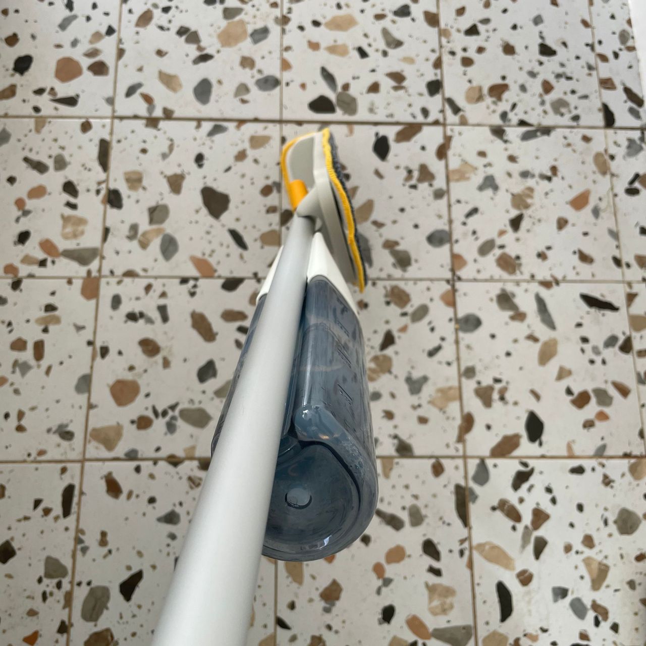 Using the Joseph Joseph CleanTech 2-in-1 Spray Mop on terrazzo tiled floor