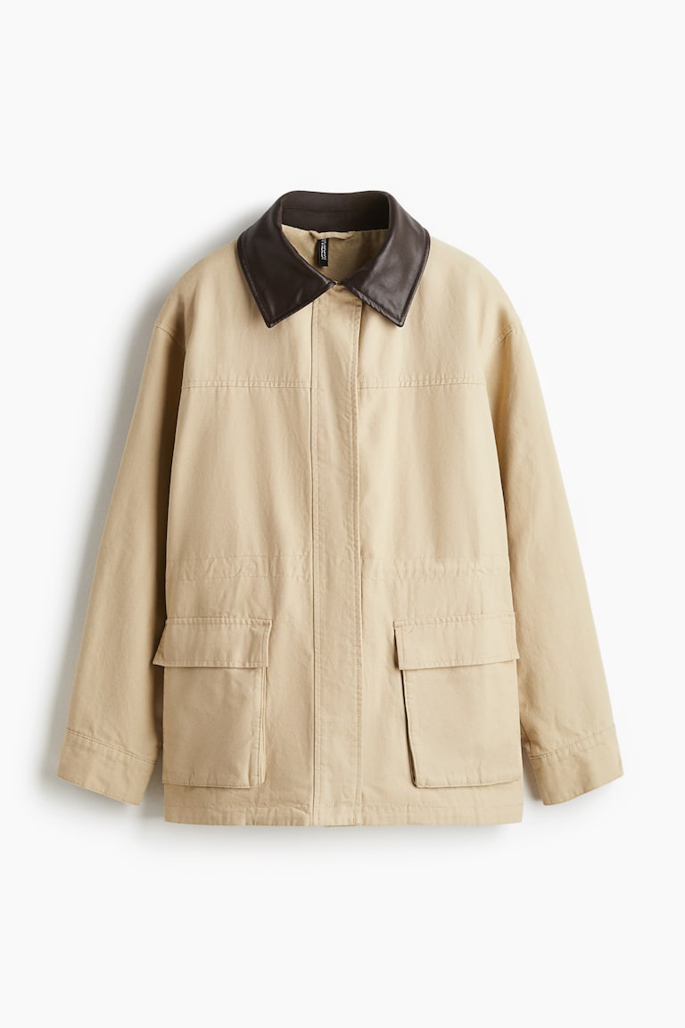 Coated-Collar Twill Jacket