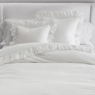 Open Box: Belgian Flax Linen Fringe Ruffle Duvet Cover