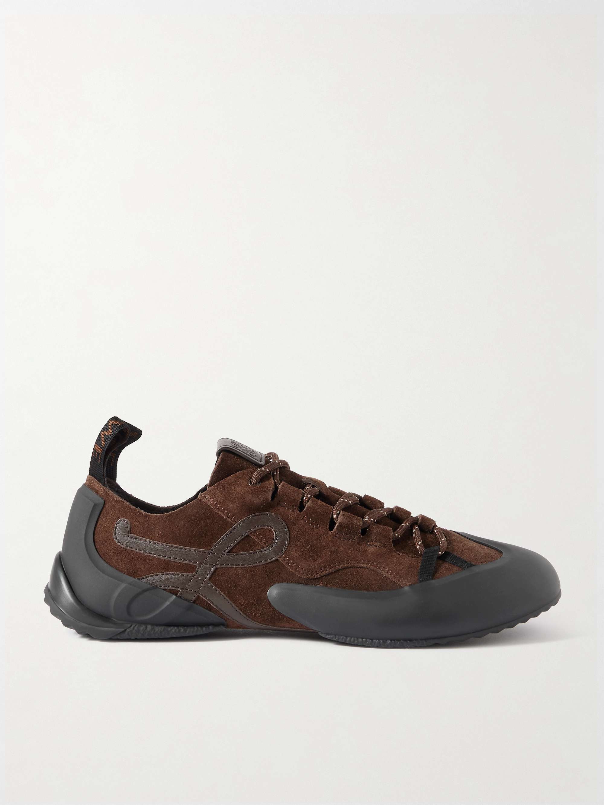 Grip TPU and leather-trimmed suede sneakers