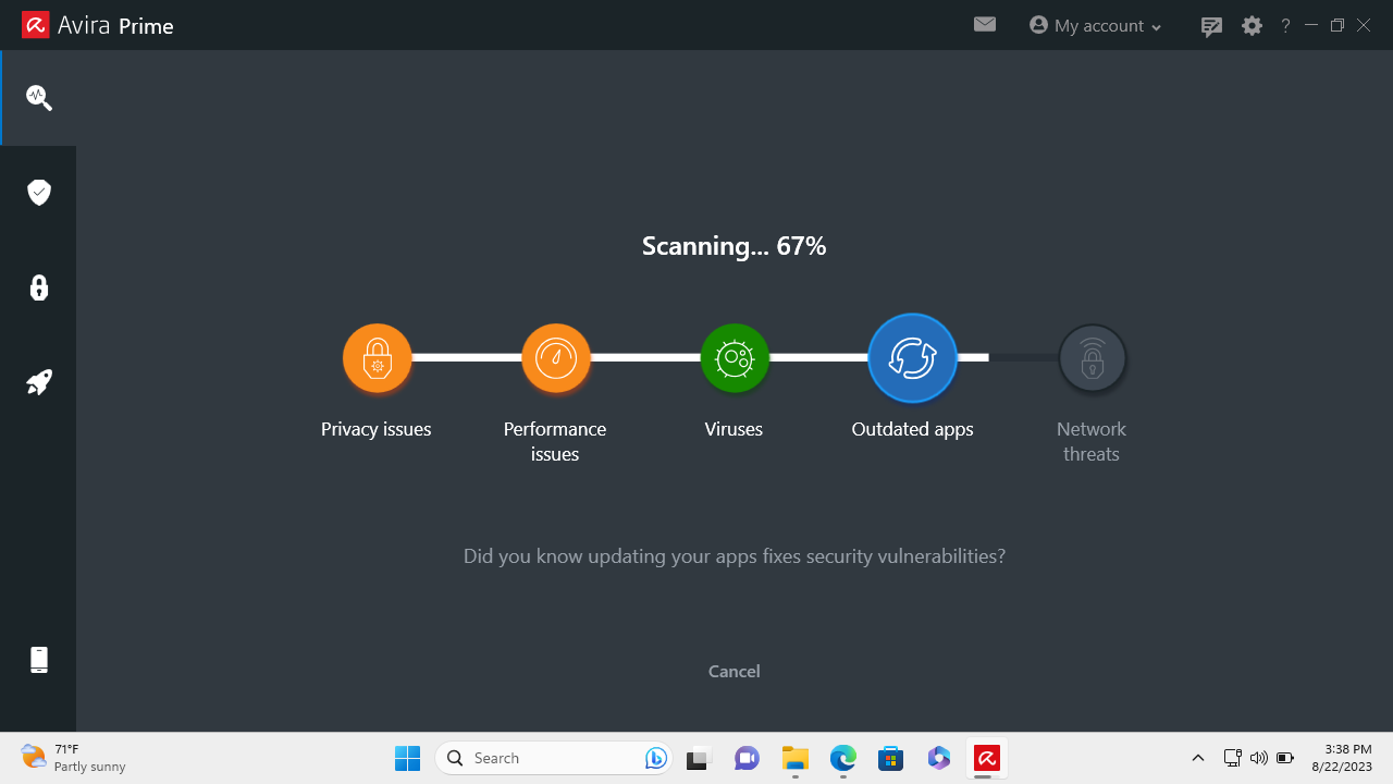 Avira Prime scanning