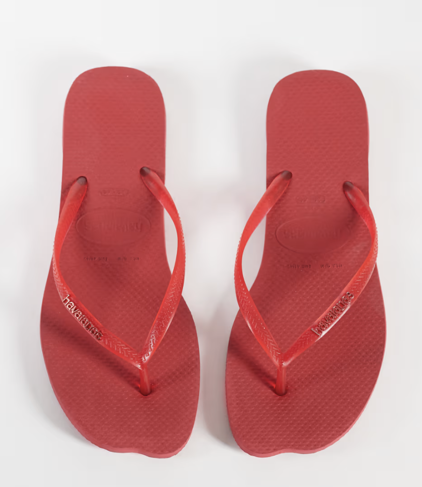Havaianas, Havaianas Slim Split Toe Flip Flops in Red